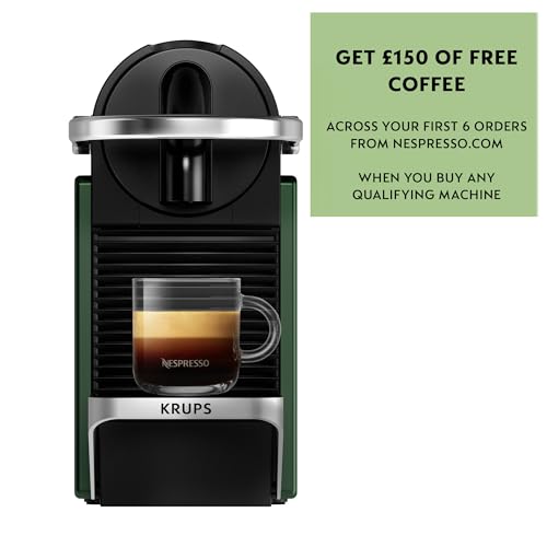 Nespresso Pixie Coffee Pod Machine by Krups, Compact Espresso Maker for Original Pods, 19-Bar High Pressure, Fast Heat-Up, Dark Green XN3063G0