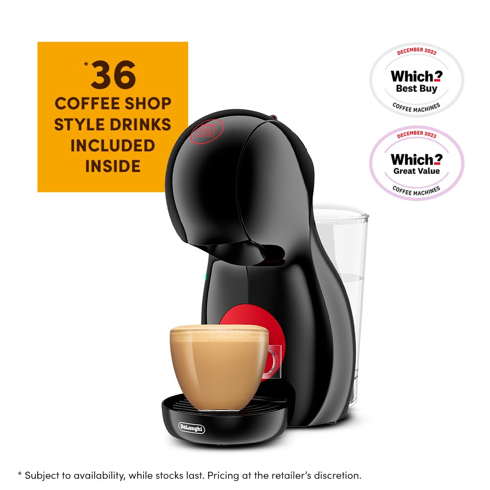 NESCAFÉ Dolce Gusto EDG210.B Piccolo XS Manual Coffee Machine Black by DeLonghi - Value Bundle