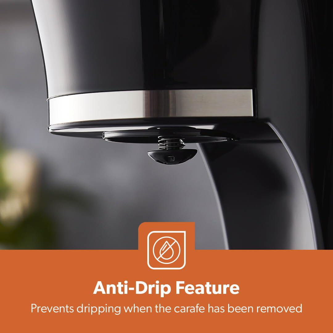 GEEPAS 1.5L Filter Coffee Machine | 800W Coffee Maker for Instant Coffee, Espresso, Macchiato & More | Boil-Dry Protection, Black