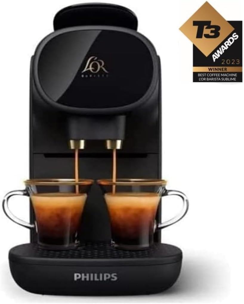 Philips L'OR Barista Sublime Capsule Coffee Machine, Double Shot, 1 or 2 Cups, Full Coffee Menu, Black (LM9012/60)