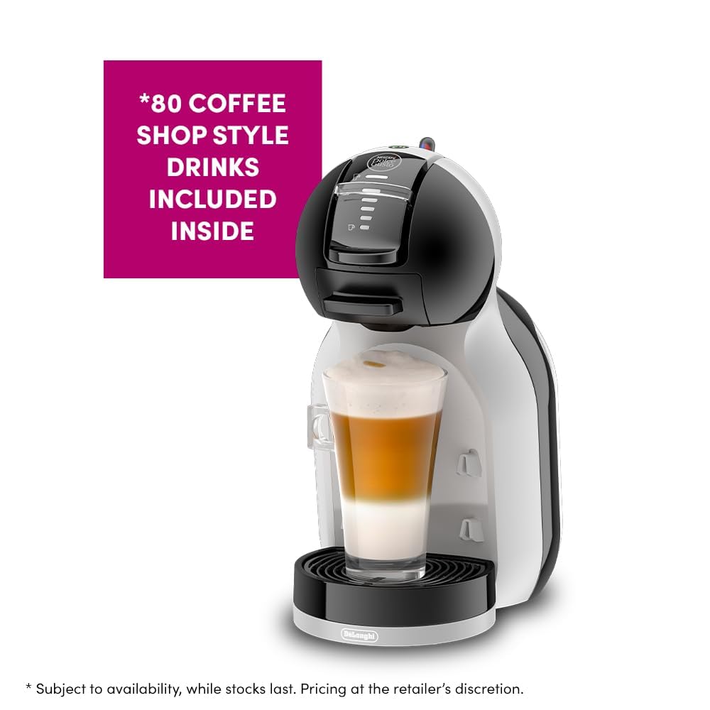 NESCAFÉ Dolce Gusto EDG155.BG Mini-Me Automatic Coffee Machine Black & Arctic Grey by De’Longhi - Starter Kit