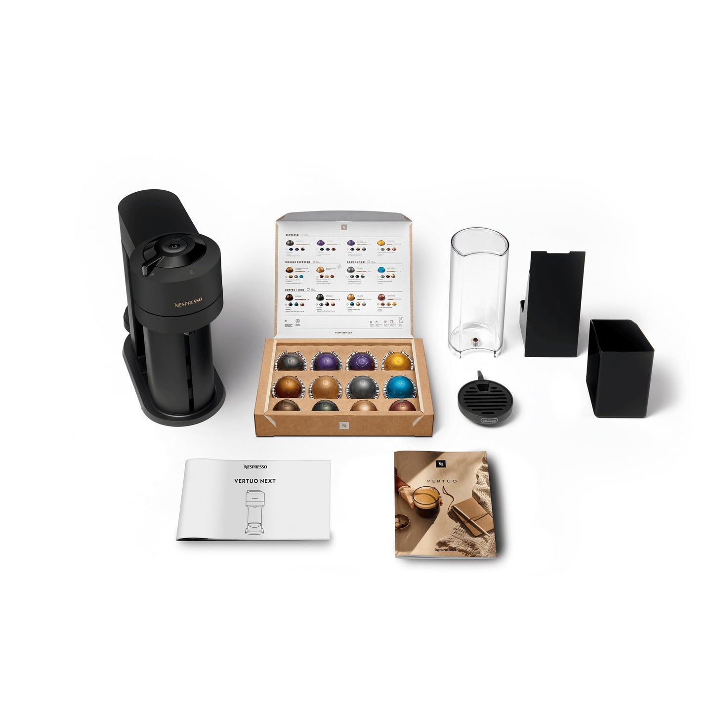 Nespresso Vertuo Next Coffee Machine by De'Longhi, Over 30 Varieties of Pods, 6 Coffee Cup Sizes, Americano, EN120.BM, Matte Black
