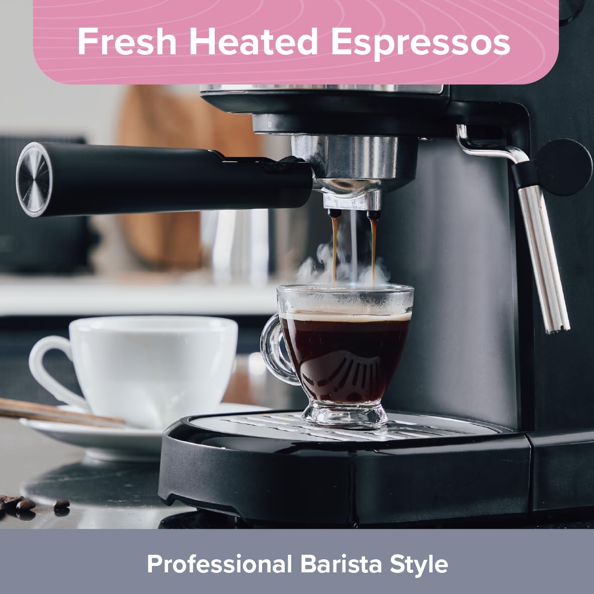 Quest Espresso Coffee Machine / 15 Bar Pressure/Filter & Measuring Cups Included / 1.2L Water Tank/Dual Stainless Steel Filter