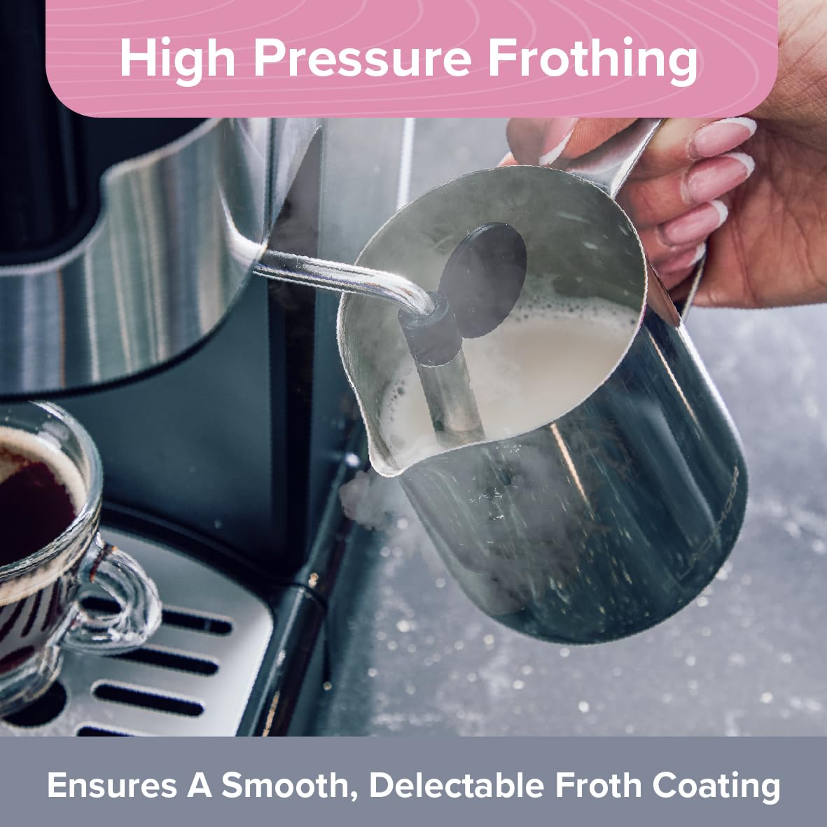Quest Espresso Coffee Machine / 15 Bar Pressure/Filter & Measuring Cups Included / 1.2L Water Tank/Dual Stainless Steel Filter