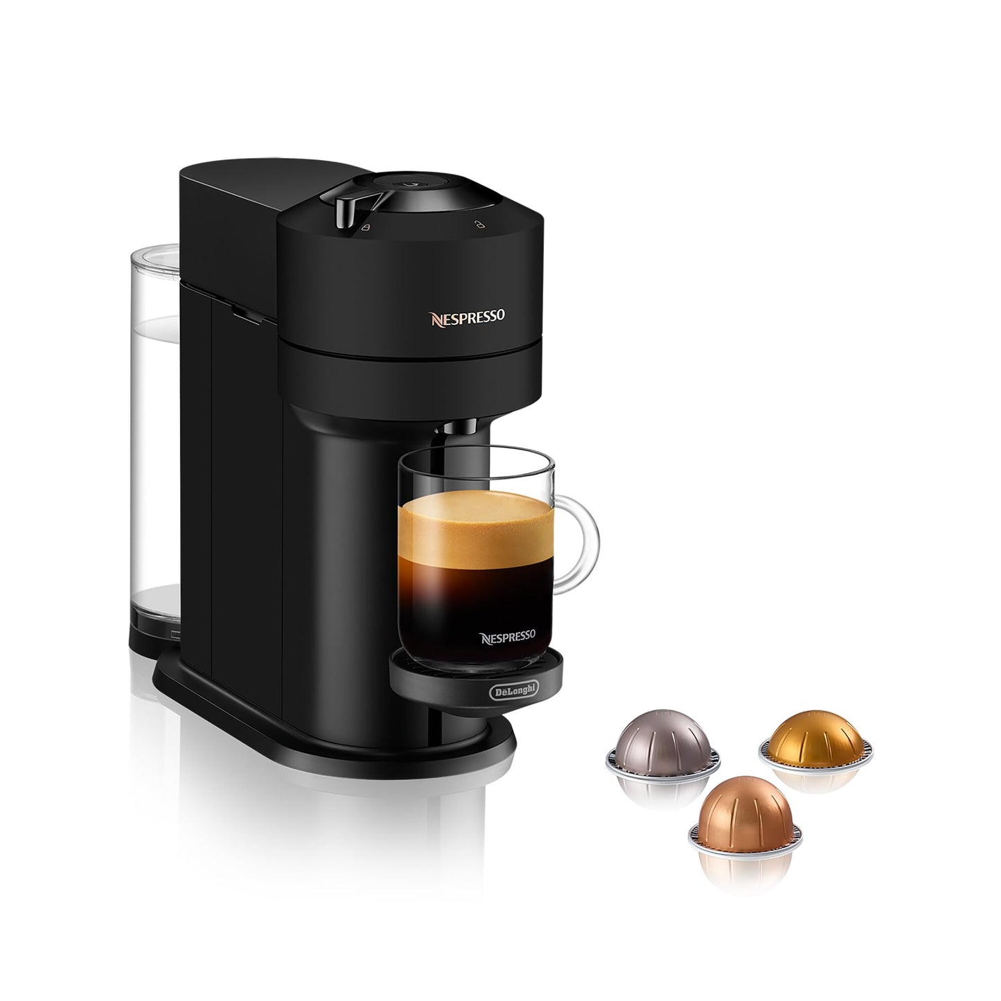 Nespresso Vertuo Next Coffee Machine by De'Longhi, Over 30 Varieties of Pods, 6 Coffee Cup Sizes, Americano, EN120.BM, Matte Black