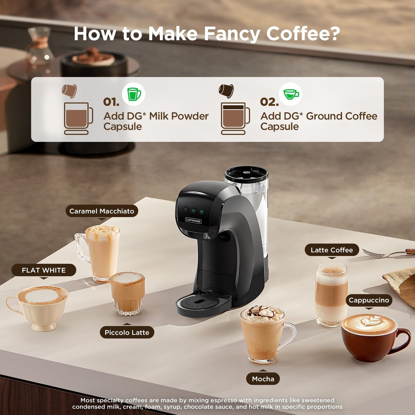 Warriors1 5 in 1 Pod Coffee Machines for Nespresso Original, Dolce Gusto, Lavazza A Modo Mio, Espresso Point Capsule and Ground Coffee