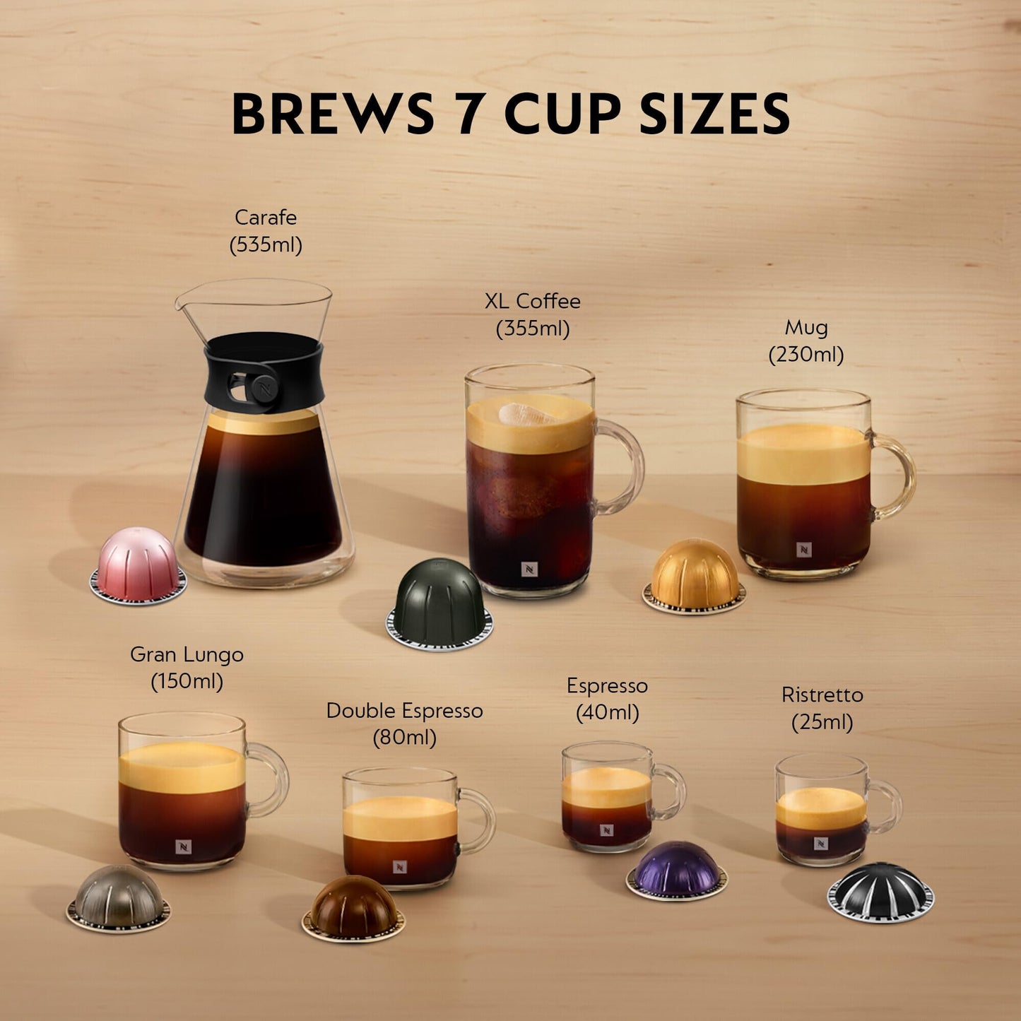 Nespresso Vertuo Next Coffee Machine by De'Longhi with Aeroccino Milk Frother, Over 30 Varieties of Pods, 6 Coffee Cup Sizes, EN120.BMAE, Matte Black