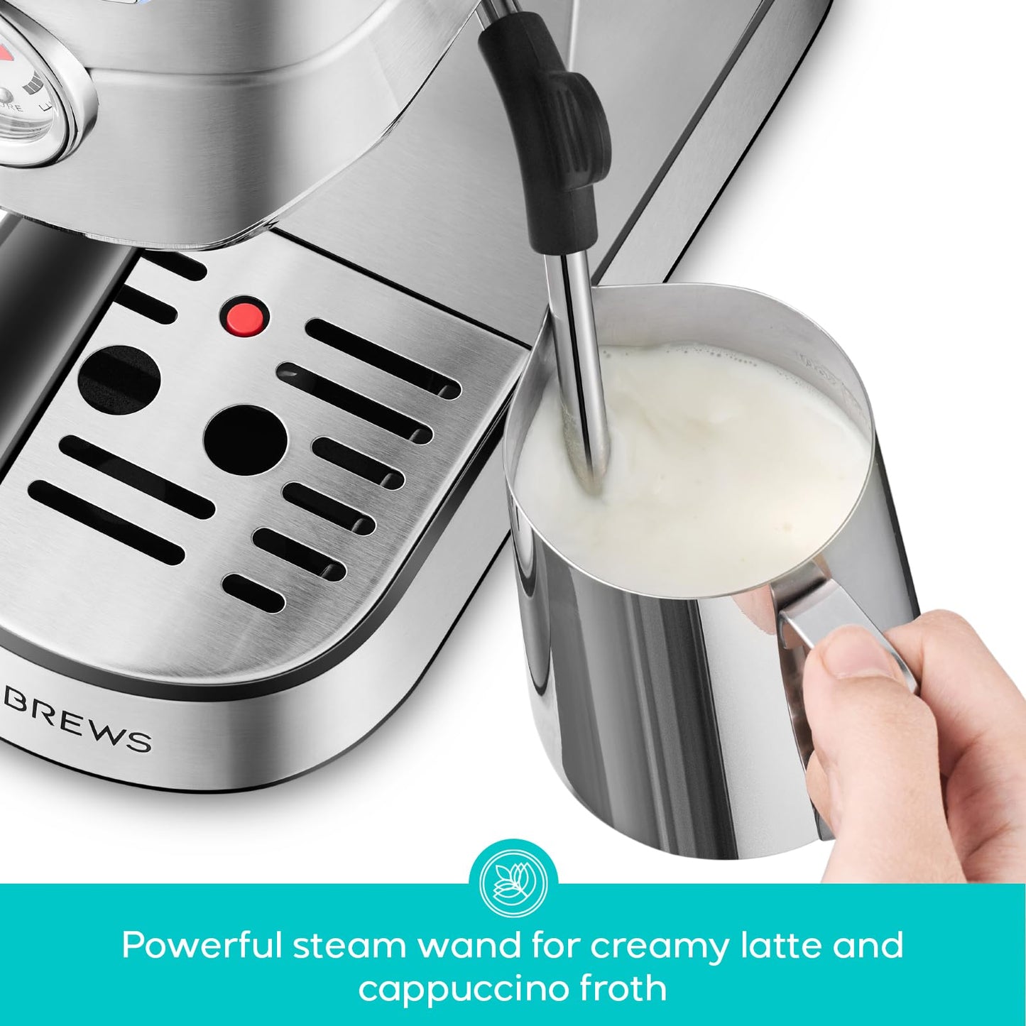 CASABREWS CM5418 Espresso Machine 20 Bar, Barista Espresso Maker with Steam Milk Frother, Stainless Steel Coffee Machine Silver