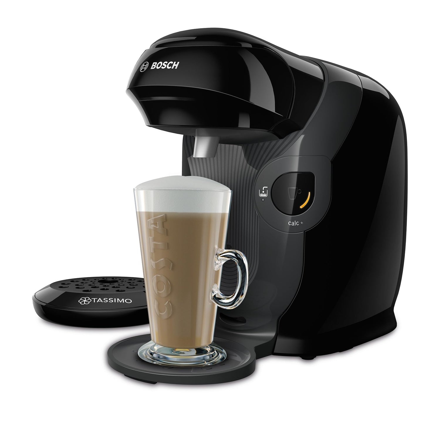 Tassimo by Bosch Style Pod Coffee Machine with Costa Americano & Costa Latte Starter Bundle, TAS1102GB2- Black