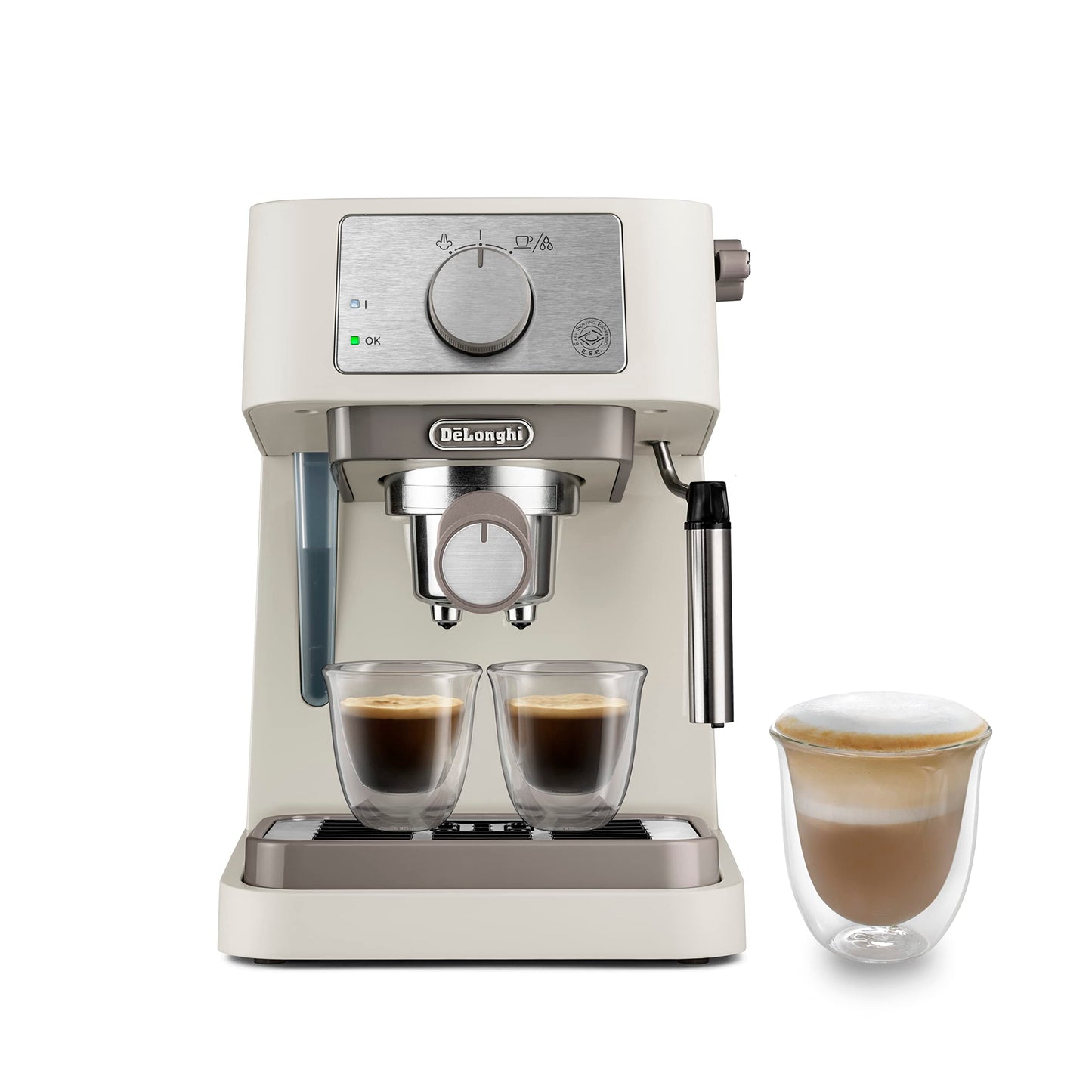 De'Longhi Manual Coffee Machine Stilosa EC260.CR, 15 Bar Pressure, Cappuccino System, Automatic Switch-Off, Compatible with ESE pods, Cream
