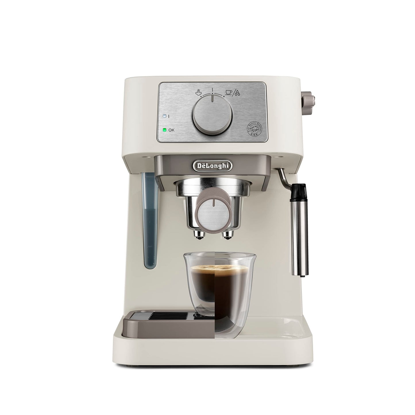 De'Longhi Manual Coffee Machine Stilosa EC260.CR, 15 Bar Pressure, Cappuccino System, Automatic Switch-Off, Compatible with ESE pods, Cream