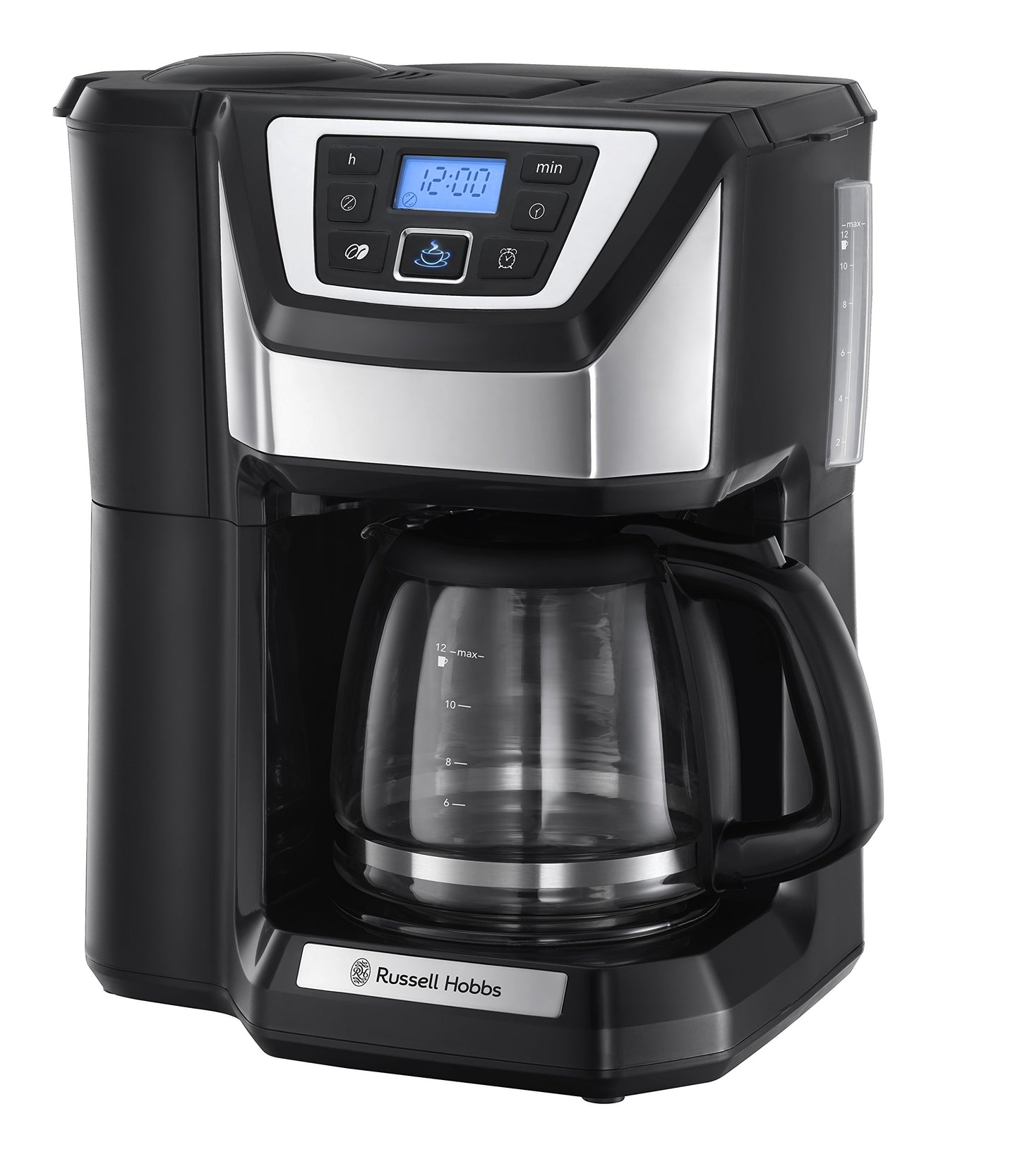 Russell Hobbs Chester Grind & Brew Filter Coffee Machine, Bean to cup, Quiet brew technology, 1.5L Carafe/12 cups, 4-12 Cup brewing option, 22000