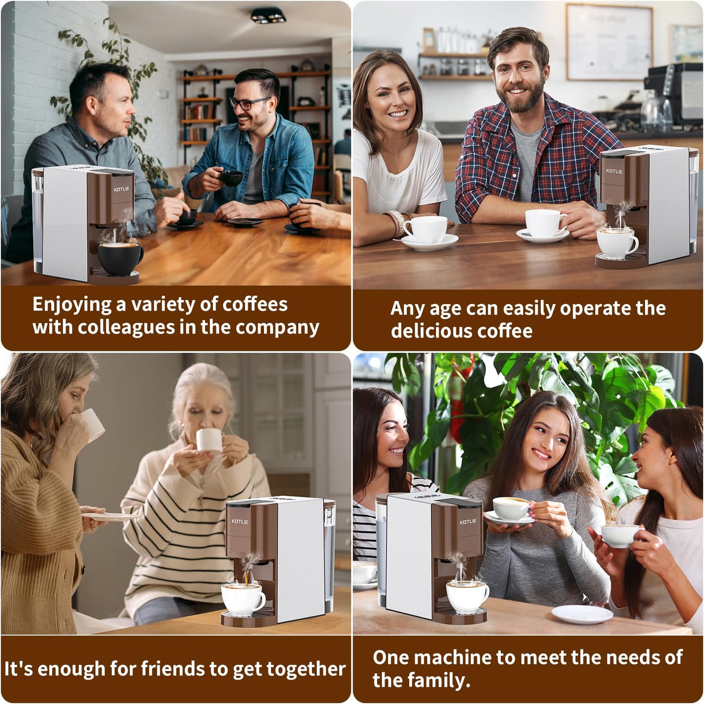 KOTLIE Espresso 4in1 Coffee Machine for Nespresso Original/Dolce Gusto/L’OR/Ground Capsule and ESE Coffee Pods,19 Bar (AC-513K)
