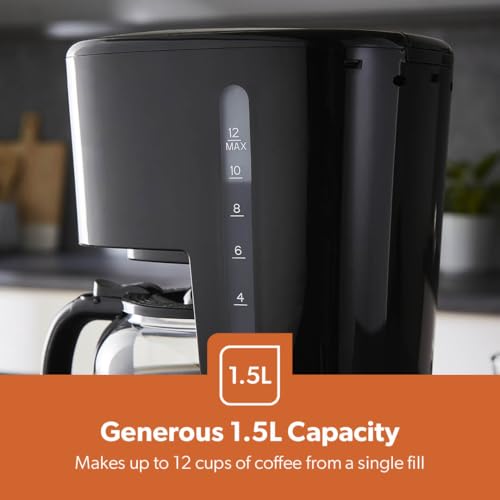GEEPAS 1.5L Filter Coffee Machine | 900W Programmable Drip Coffee Maker for Instant Coffee Espresso Macchiato | 40min Keep Warm