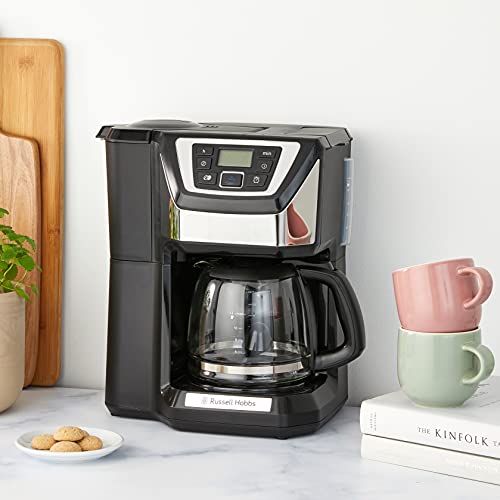Russell Hobbs Chester Grind & Brew Filter Coffee Machine, Bean to cup, Quiet brew technology, 1.5L Carafe/12 cups, 4-12 Cup brewing option, 22000