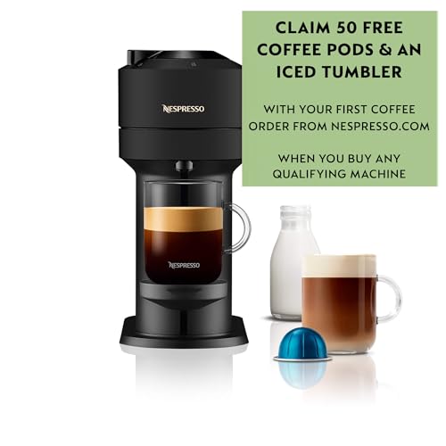 Nespresso Vertuo Next Coffee Machine by De'Longhi, Over 30 Varieties of Pods, 6 Coffee Cup Sizes, Americano, EN120.BM, Matte Black