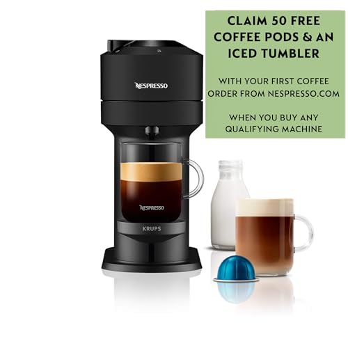 Nespresso Vertuo Next Coffee Pod Machine, Centrifusion Technology, Wi-Fi and Bluetooth Enabled, Energy Saving Design, Multiple Cup Sizes, Matte Black