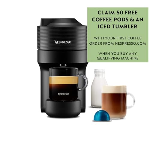 Nespresso Vertuo Pop Coffee Machine by De'Longhi, Over 30 Varieties of Pods, Compact Footprint, Americano, ENV90.B, Black
