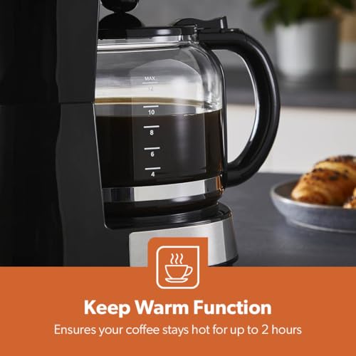 GEEPAS 1.5L Filter Coffee Machine | 900W Programmable Drip Coffee Maker for Instant Coffee Espresso Macchiato | 40min Keep Warm