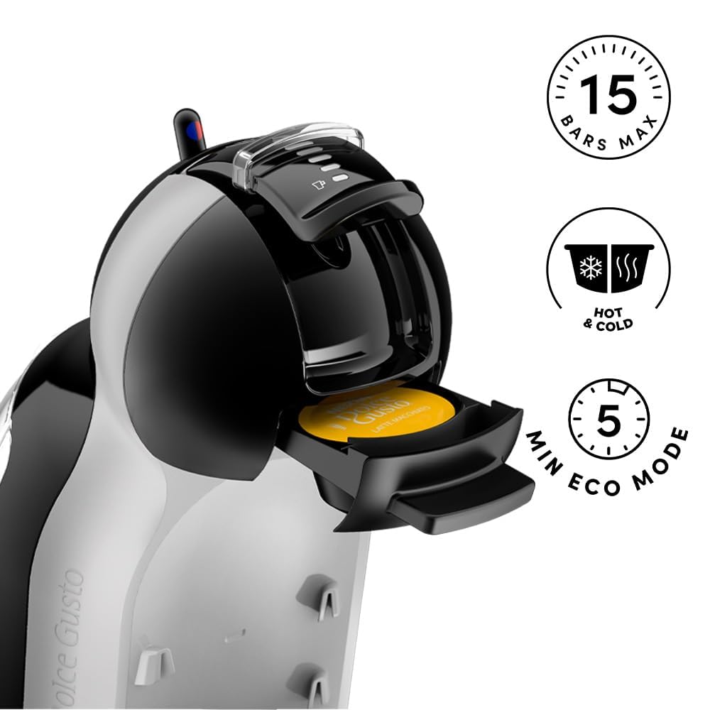 NESCAFÉ Dolce Gusto EDG155.BG Mini-Me Automatic Coffee Machine Black & Arctic Grey by De’Longhi - Starter Kit