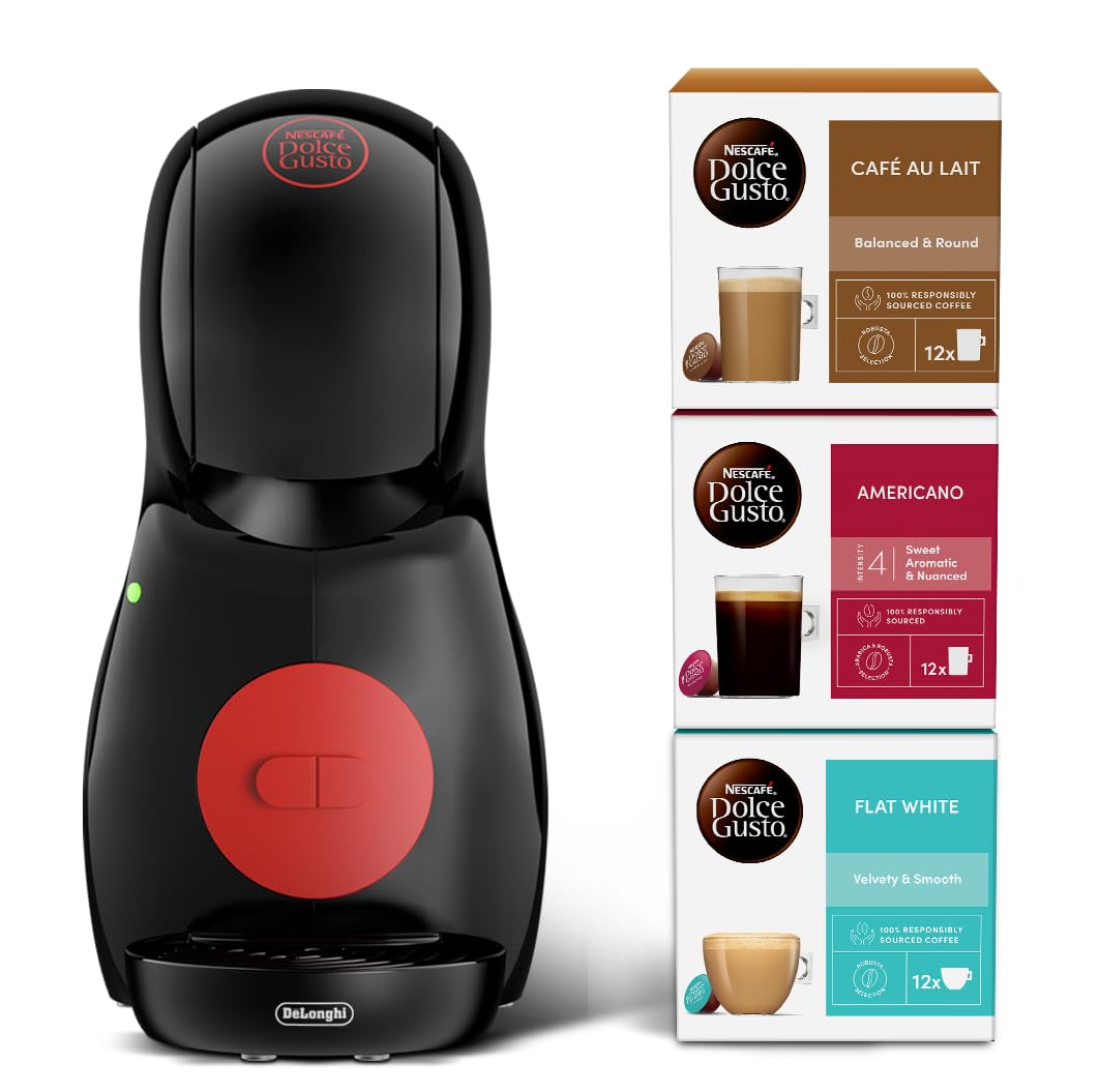 NESCAFÉ Dolce Gusto EDG210.B Piccolo XS Manual Coffee Machine Black by DeLonghi - Value Bundle