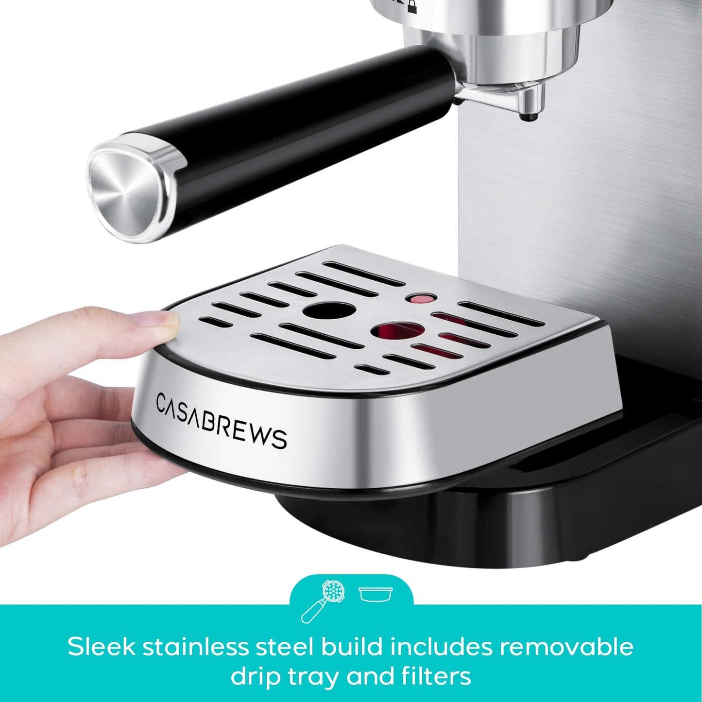 CASABREWS CM5418 Espresso Machine 20 Bar, Barista Espresso Maker with Steam Milk Frother, Stainless Steel Coffee Machine  Silver