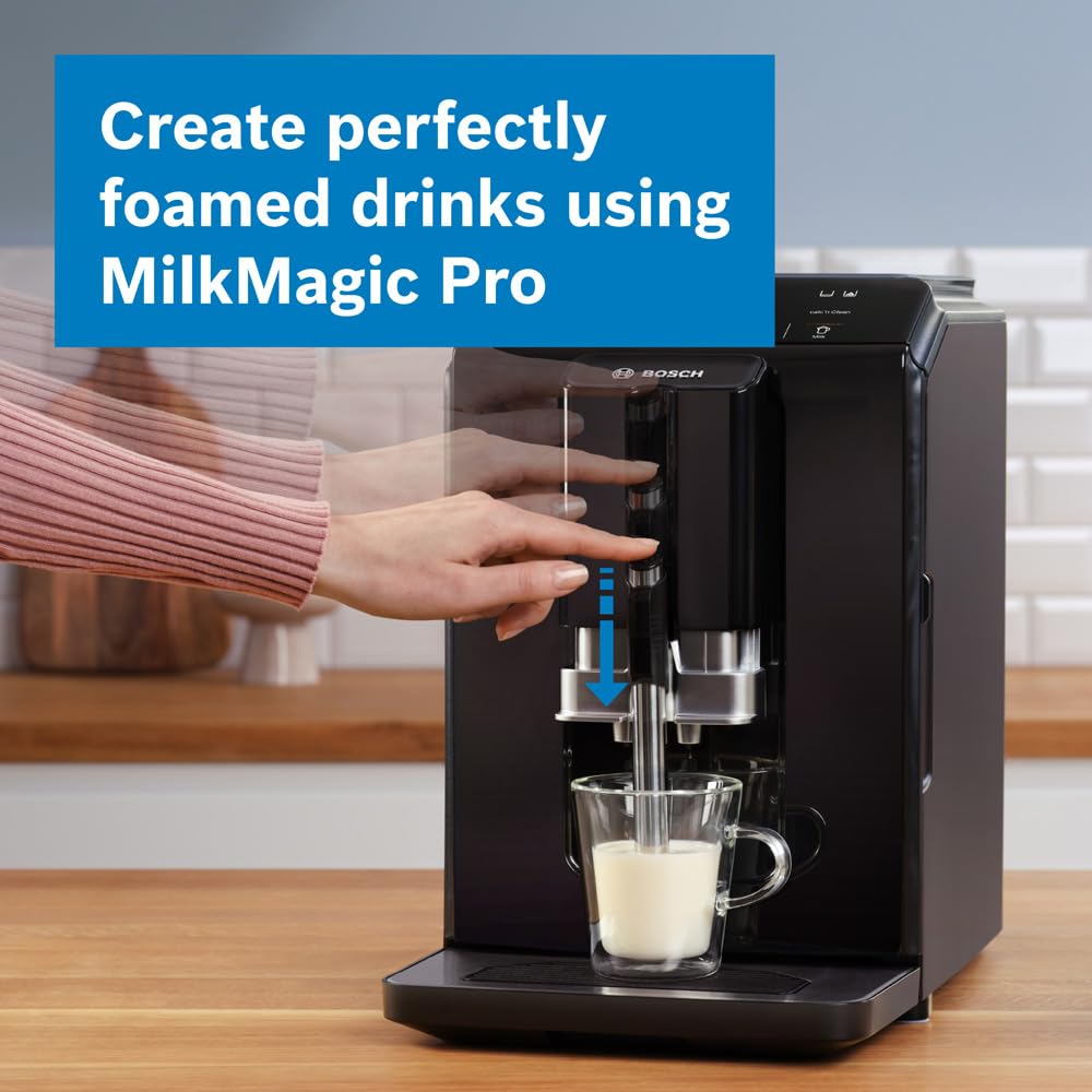 Bosch Serie 2 TIG20119, Bean to Cup Coffee Machine, VeroCafe, with in-cup milk frother, removable water tank, easy select panel  Piano Black
