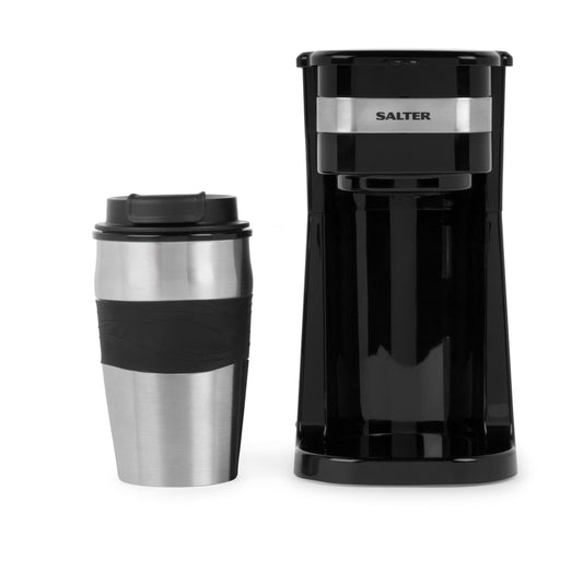 Salter One Cup Coffee Maker – Filter Coffee Machine, Washable & Reusable Filter, Includes 420ml Stainless Steel Travel Mug, EK2408