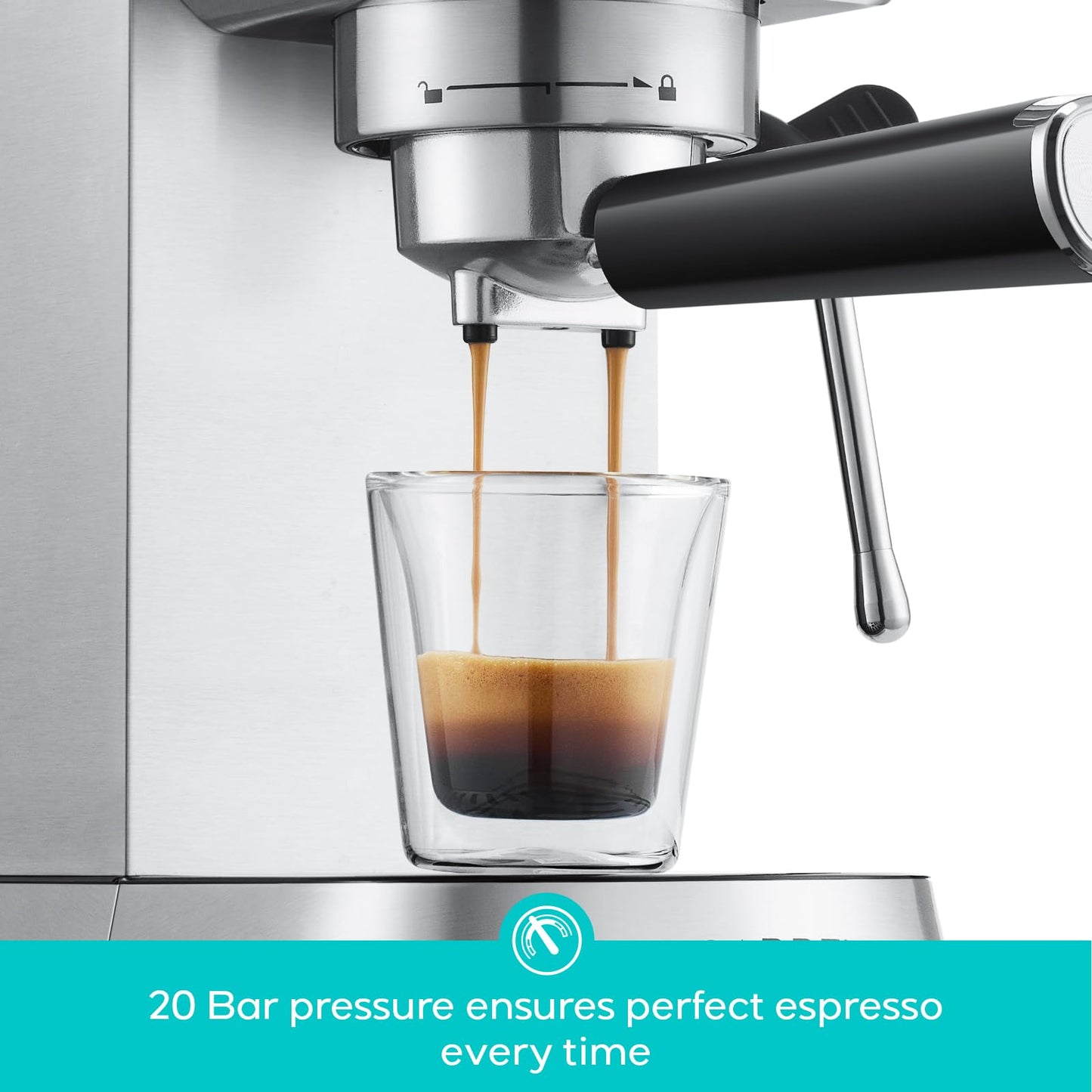 CASABREWS CM5418 Espresso Machine 20 Bar, Barista Espresso Maker with Steam Milk Frother, Stainless Steel Coffee Machine  Silver