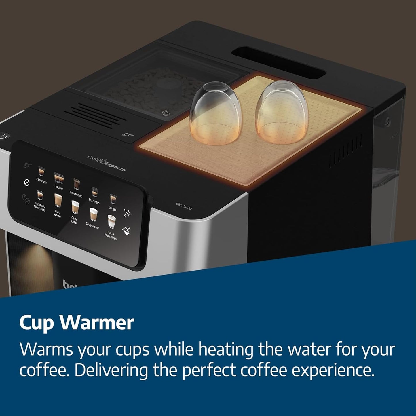 Beko Bean to Cup Coffee Espresso Machine CaffeExperto CEG7304X | Milk Jug | Colour Touch Screen Panel | 19 Bar Pressure, 2 Coffee Nozzles, Silver
