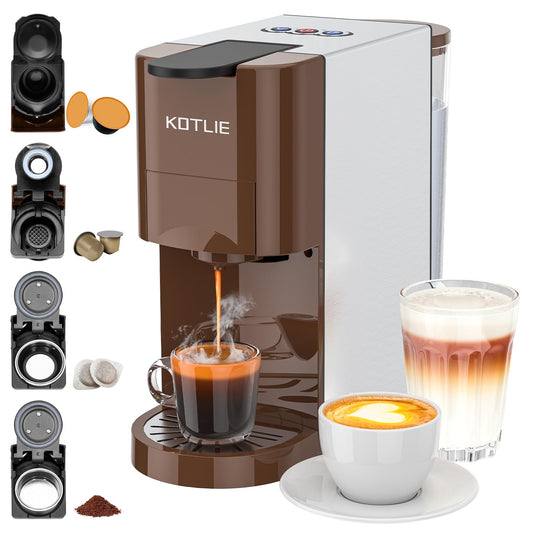KOTLIE Espresso 4in1 Coffee Machine for Nespresso Original/Dolce Gusto/L’OR/Ground Capsule and ESE Coffee Pods,19 Bar (AC-513K)