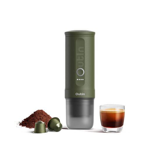 OutIn Nano Portable Electric Espresso Machine, Travel Coffee Maker for Camping, Car Coffee Maker Self-Heating with USB-C, Hiking, Office