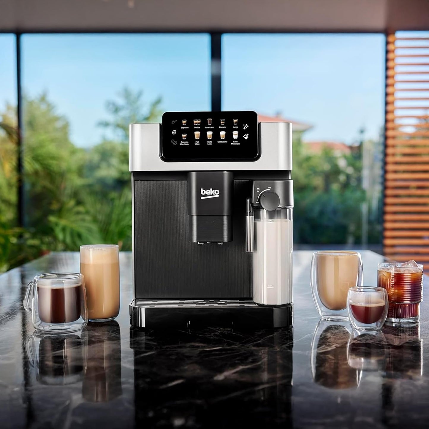 Beko Bean to Cup Coffee Espresso Machine CaffeExperto CEG7304X | Milk Jug | Colour Touch Screen Panel | 19 Bar Pressure, 2 Coffee Nozzles, Silver