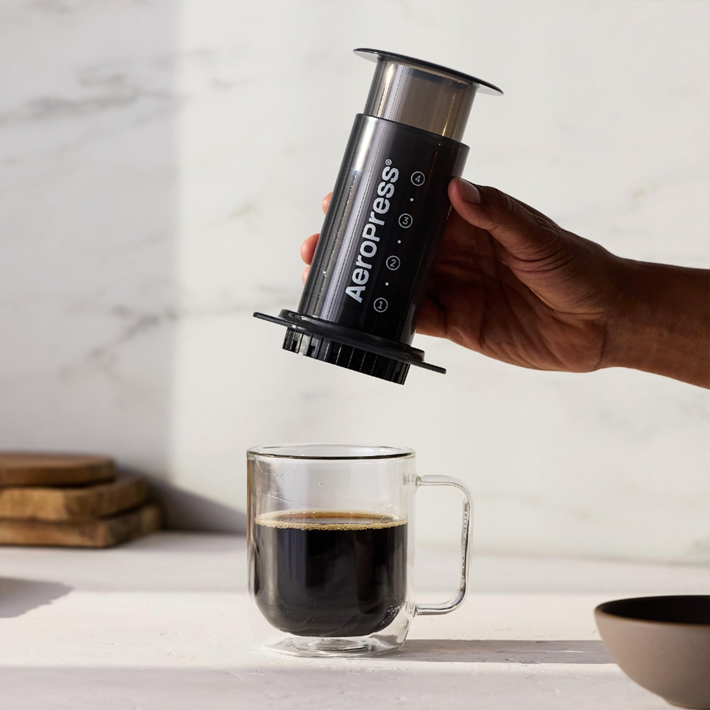 AeroPress Original Coffee and Espresso-style Maker, Barista Level Portable Coffee Maker with Chamber, Plunger, & Filters, Quick Coffee