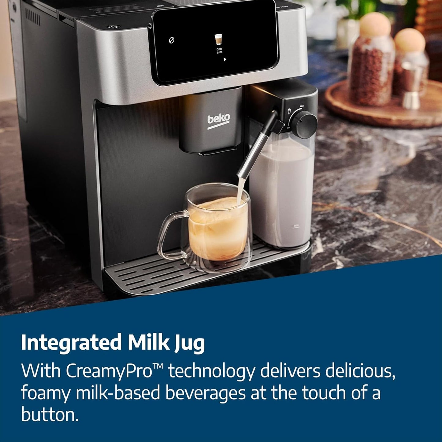Beko Bean to Cup Coffee Espresso Machine CaffeExperto CEG7304X | Milk Jug | Colour Touch Screen Panel | 19 Bar Pressure, 2 Coffee Nozzles, Silver