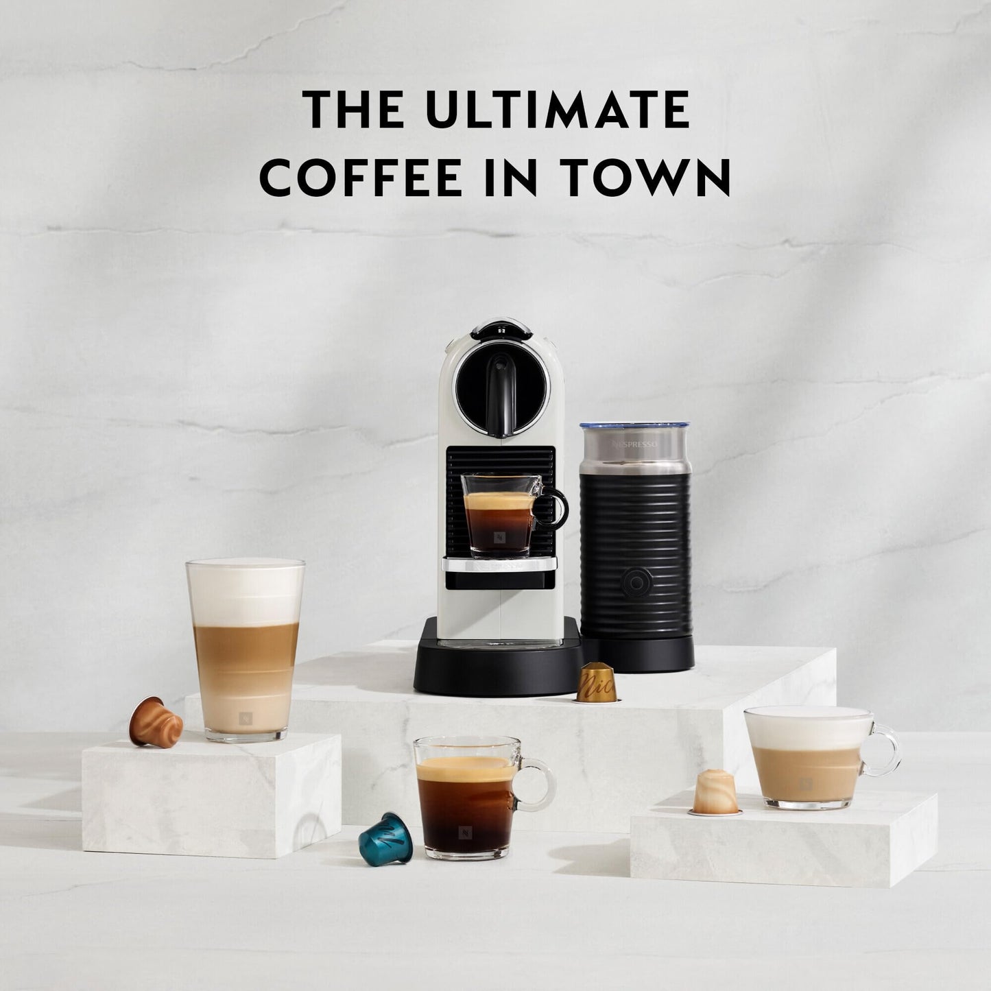 Nespresso Citiz Coffee Machine with Aeroccino Milk Frother by De'Longhi for Original Coffee Pods, Latte, Cappuccino, Espresso, ENV267.BAE, Black