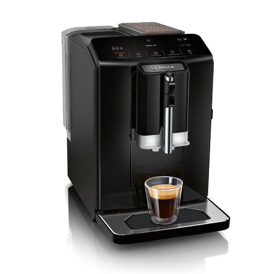 Bosch Serie 2 TIG20119, Bean to Cup Coffee Machine, VeroCafe, with in-cup milk frother, removable water tank, easy select panel  Piano Black