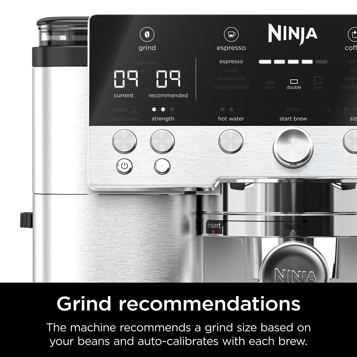 Ninja Luxe Premier 3-in-1 Coffee Machine, Latte, Cappuccino, Cold Brew & Espresso Maker With Built in Bean Grinder & Milk Frother, Silver, ES601UK