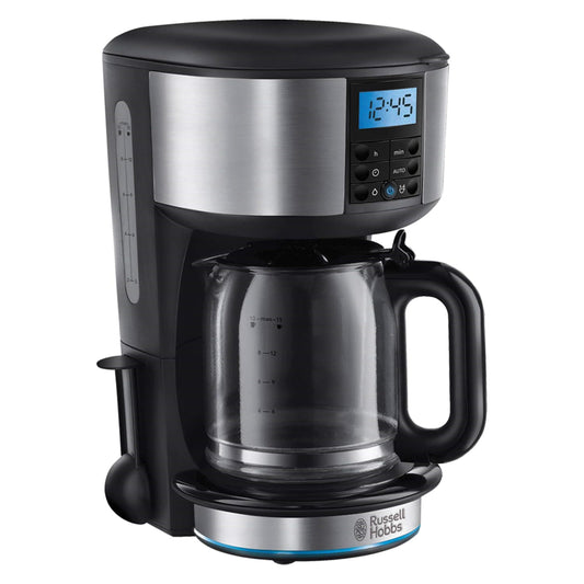 Russell Hobbs Buckingham Filter Coffee Machine, 1.25L Carafe/10 Cups, 1-4 Cup Brewing Option, Fast Brew, 24hr Timer, 40min Keep Warm, 20680