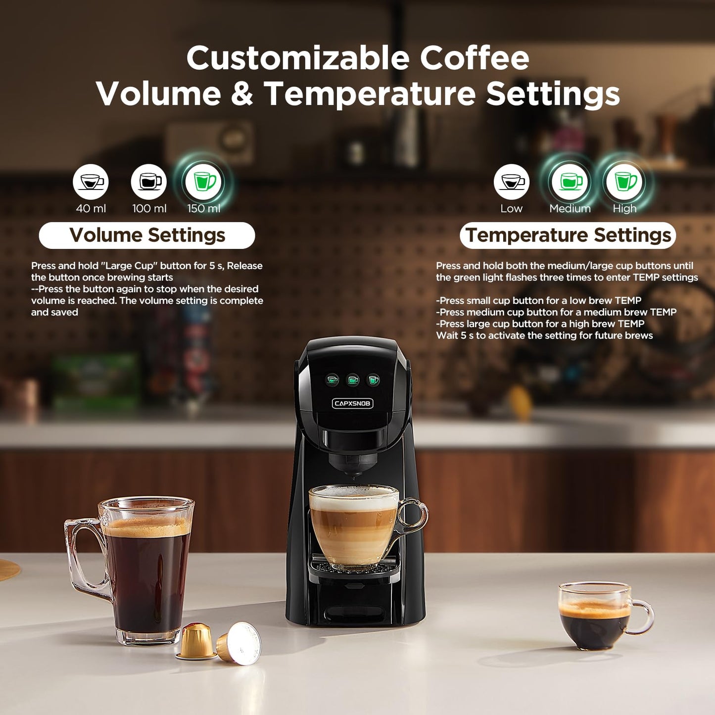 Warriors1 5 in 1 Pod Coffee Machines for Nespresso Original, Dolce Gusto, Lavazza A Modo Mio, Espresso Point Capsule and Ground Coffee