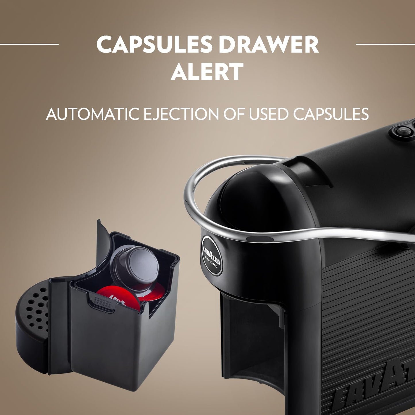 Lavazza, A Modo Mio Jolie EVO, Coffee Capsule Machine, Made from 36% Recycled Plastic, Compatible with A Modo Mio Pods, , Black