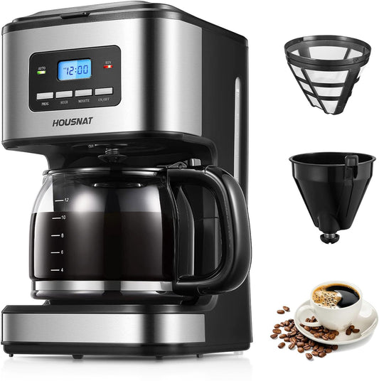 HOUSNAT Filter Coffee Machine, Programmable Drip Coffee Maker, Advanced Showerhead Technology, Fast Brewing
