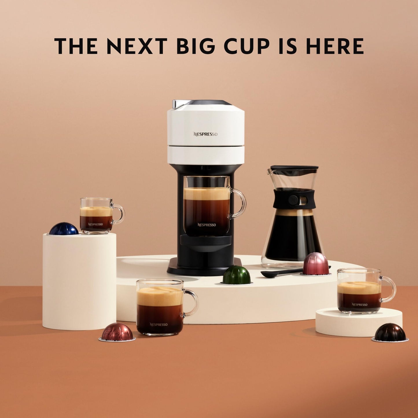 Nespresso Vertuo Next Coffee Machine by De'Longhi with Aeroccino Milk Frother, Over 30 Varieties of Pods, 6 Coffee Cup Sizes, EN120.BMAE, Matte Black