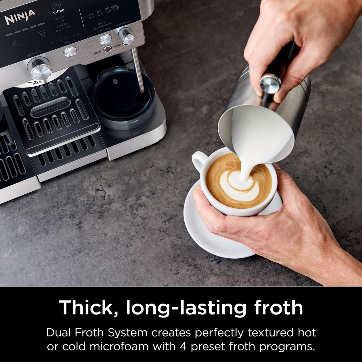Ninja Luxe Premier 3-in-1 Coffee Machine, Latte, Cappuccino, Cold Brew & Espresso Maker With Built in Bean Grinder & Milk Frother, Silver, ES601UK