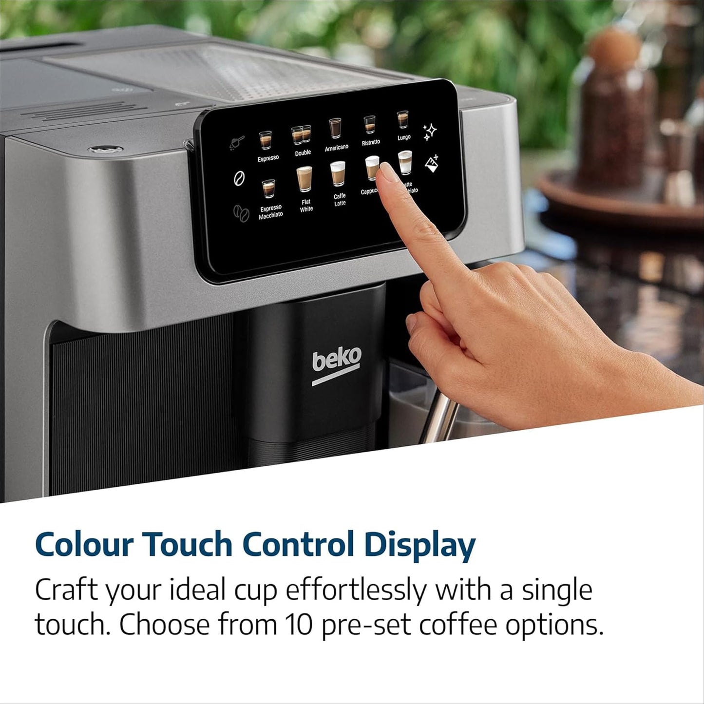 Beko Bean to Cup Coffee Espresso Machine CaffeExperto CEG7304X | Milk Jug | Colour Touch Screen Panel | 19 Bar Pressure, 2 Coffee Nozzles, Silver