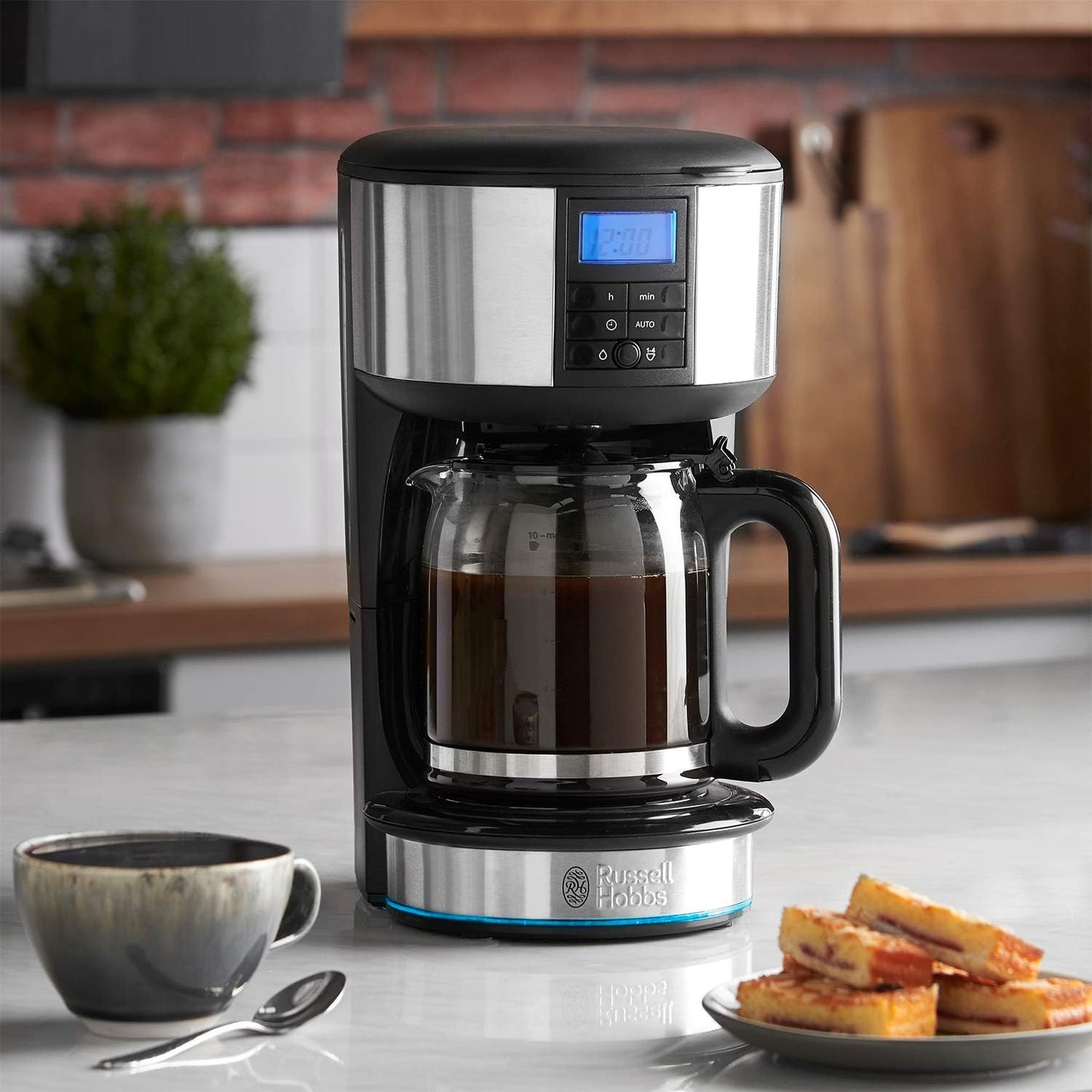 Russell Hobbs Buckingham Filter Coffee Machine, 1.25L Carafe/10 Cups, 1-4 Cup Brewing Option, Fast Brew, 24hr Timer, 40min Keep Warm, 20680