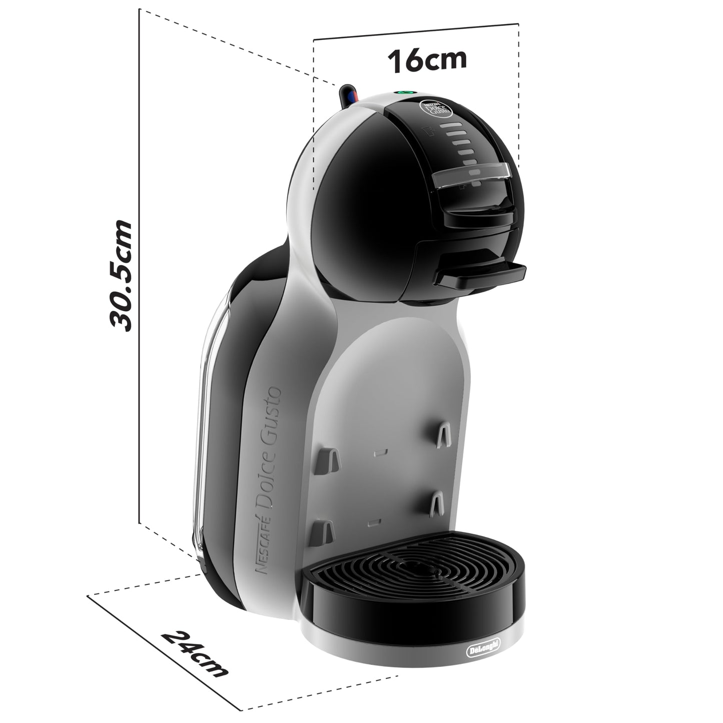 NESCAFÉ Dolce Gusto EDG155.BG Mini-Me Automatic Coffee Machine Black & Arctic Grey by De’Longhi - Starter Kit