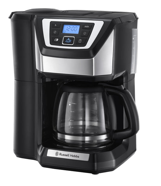 Russell Hobbs Chester Grind & Brew Filter Coffee Machine, Bean to cup, Quiet brew technology, 1.5L Carafe/12 cups, 4-12 Cup brewing option, 22000
