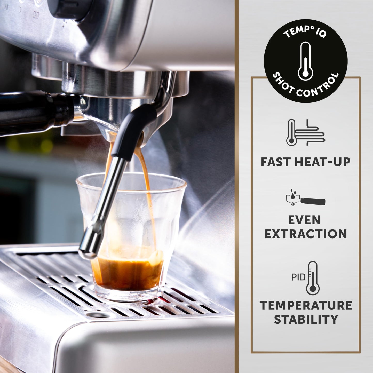 Breville Barista Max Espresso Machine | Latte & Cappuccino Coffee Maker with Integrated Bean Grinder & Steam Wand | 2.8 L Water Tank Stainless Steel