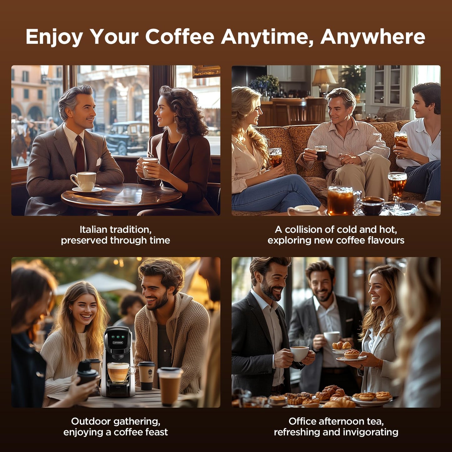 Warriors1 5 in 1 Pod Coffee Machines for Nespresso Original, Dolce Gusto, Lavazza A Modo Mio, Espresso Point Capsule and Ground Coffee